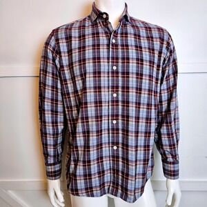 Ledbury Mens Fine Clothing Plaid Long Sleeve Button Down Casual Top Shirt Size M